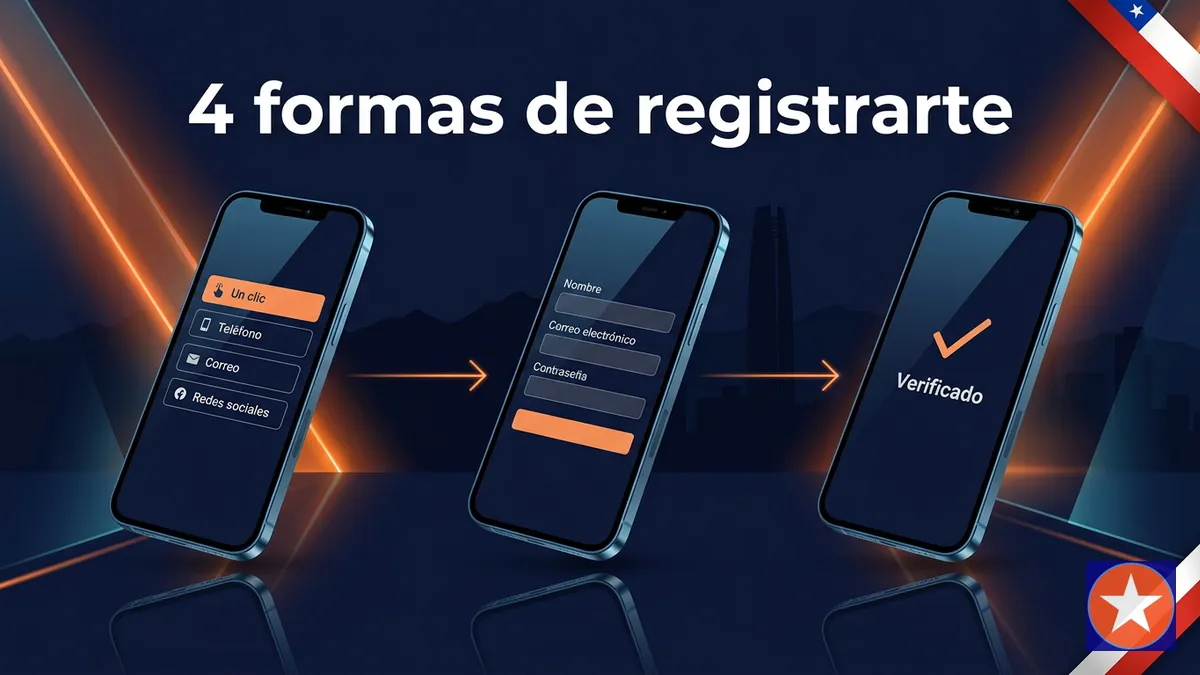 Secuencia de tres pantallas de celular mostrando los pasos para registrarse en Mostbet Chile