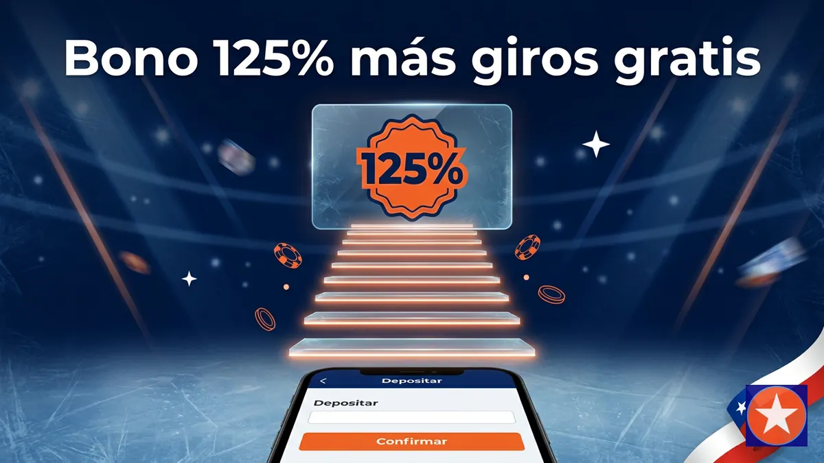 Ilustración del bono de bienvenida de Mostbet Chile: 125% de bono y giros gratis